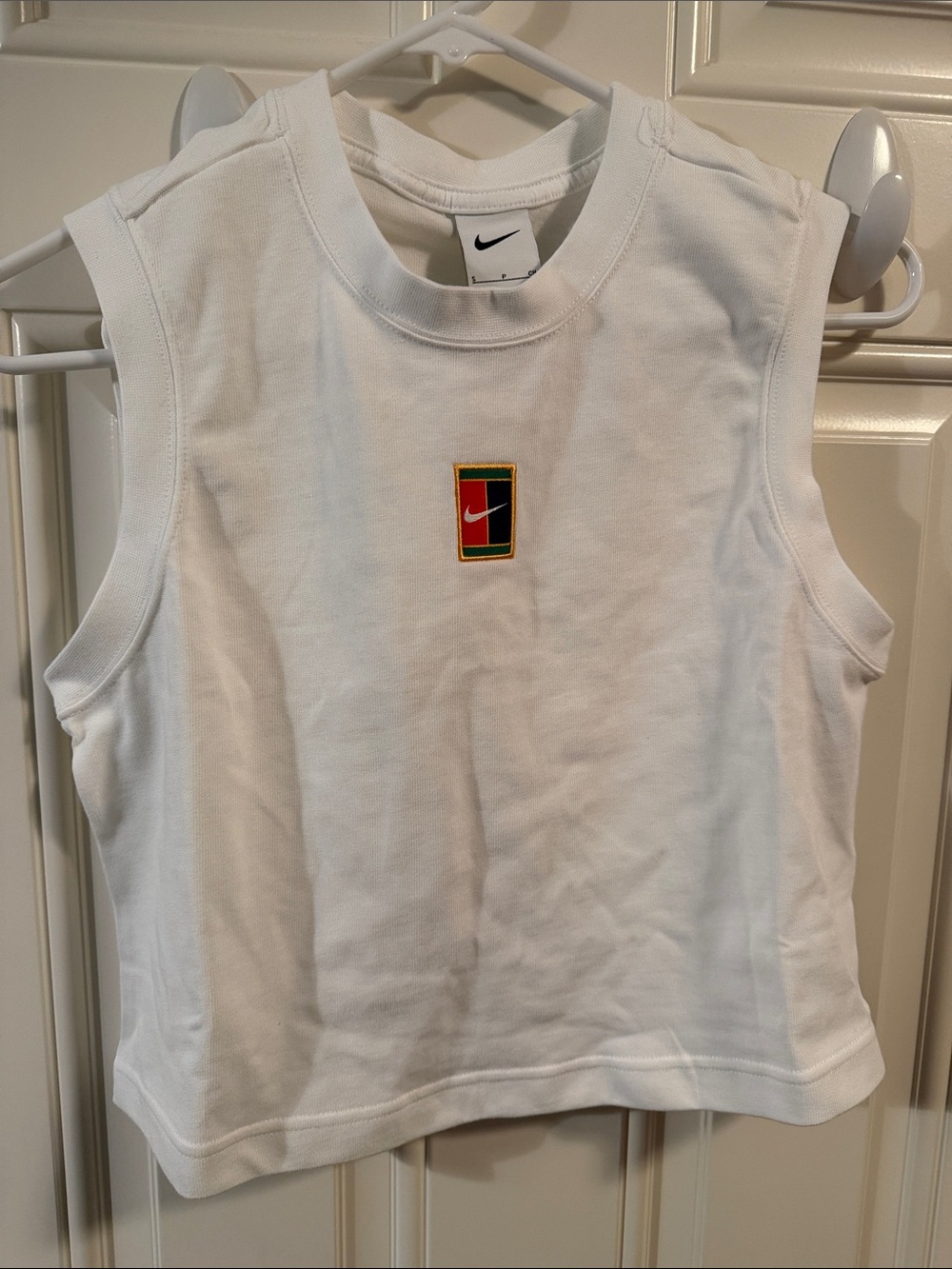 Nike White Tank Top with Multicolor Chest Patch